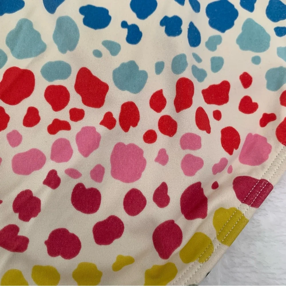 Boden Girls Multi‎ Color Polka Dot One Piece Swimsuit Blue Cross Back Straps